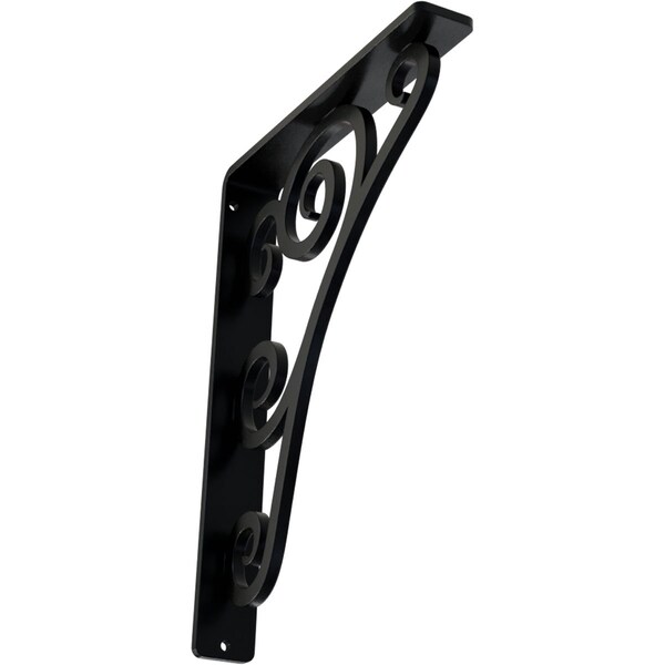 Ekena Millwork Tristan Wrought Iron Bracket, (Single center brace), Powder Coated Black 1 1/2"W x 7 1/2"D x 10"H BKTM01X07X10STN - main